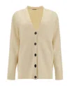 Jil Sander V-neck Wool Cardigan In Nude