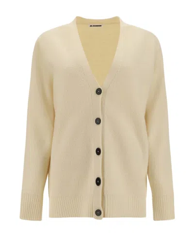 Jil Sander V-neck Wool Cardigan In Nude