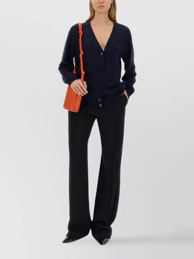 Jil Sander V-neck Wool Cardigan Ribbed Trim