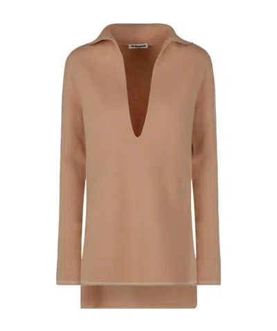 Jil Sander V-neck Wool Jumper In Nude