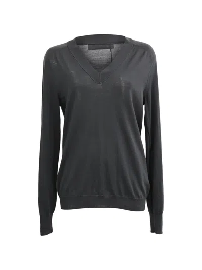 Pre-owned Jil Sander V-neck Wool Sweater In Black