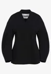 Jil Sander V-neck Wool Wrap Jacket In Black