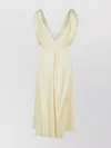 Jil Sander V-neckline Draped Midi Dress Backless Ruffled