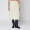 Jil Sander High Waisted Wool Skirt Featuring Slits In White