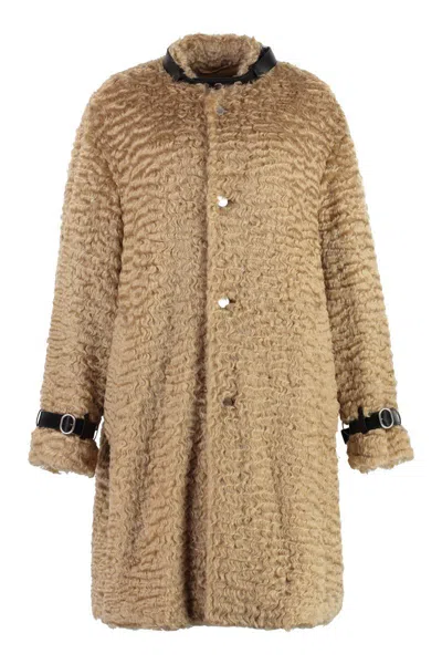 Jil Sander Vegan Fur Coat In Beige