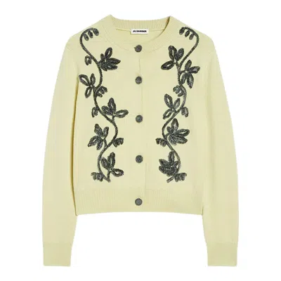 Jil Sander Velvet Cardigan In Green