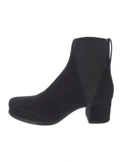 Pre-owned Jil Sander Velvet Chelsea Boots In Black
