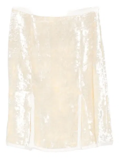 Jil Sander Velvet-finish Midi Skirt In Neutral