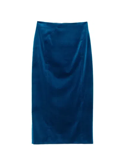 Jil Sander Velvet Midi Skirt In Blue