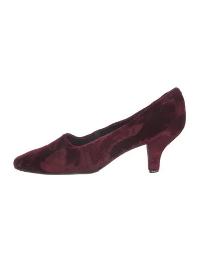 Pre-owned Jil Sander Velvet Printed Pumps In Burgundy