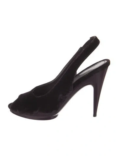 Pre-owned Jil Sander Velvet Slingback Pumps In Purple