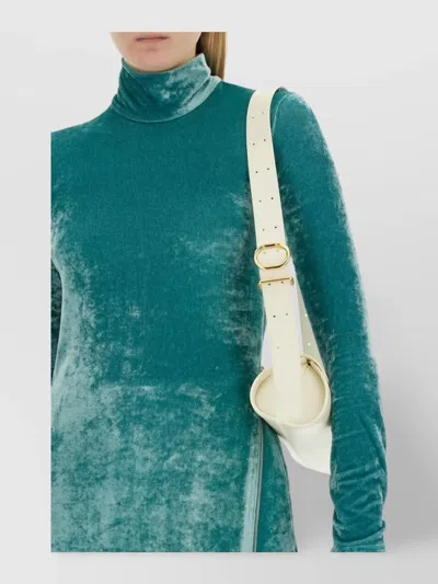 Jil Sander Velvet Turtleneck Slim Fit Side Slit Top