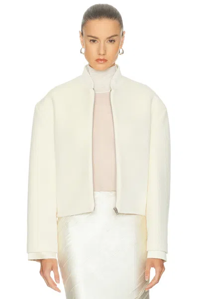 Jil Sander Velvet Zip Up Jacket In Neutral