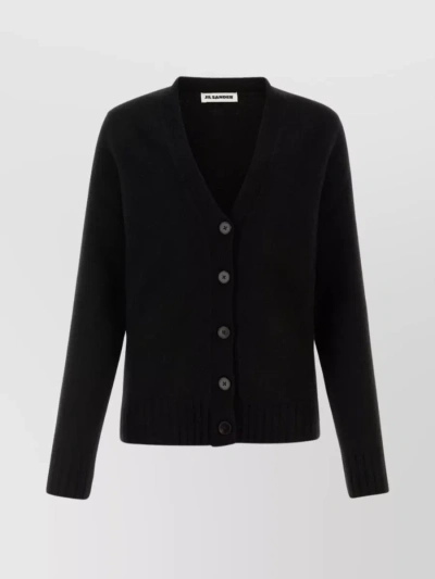 JIL SANDER VERSATILE KNITWEAR: V-NECK WOOL CARDIGAN