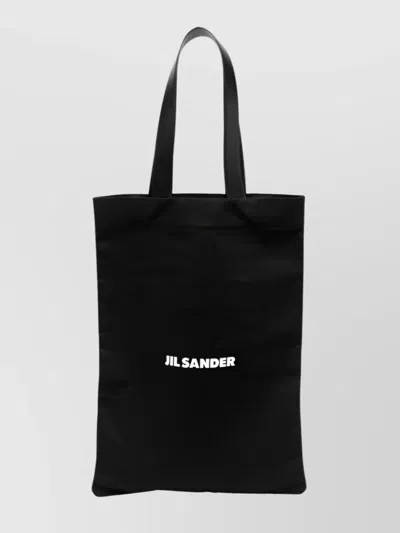 Jil Sander Canvas Logo Tote Bag In Black
