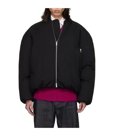 Jil Sander Vertical Collar Zipper Down Jacket In Black