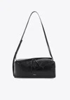 Jil Sander Diagonal-zip Leather Shoulder Bag In Black