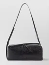 Jil Sander Diagonal-zip Leather Shoulder Bag In Black