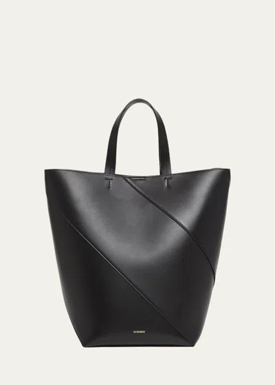 Jil Sander Vertigo Medium Calfskin Tote Bag In Black
