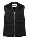 JIL SANDER VEST IN VISCOSE AND SILK WITH APPLIED POCKETS