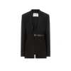 Jil Sander Collarless Belted Blazer In Blue