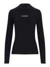 Jil Sander Long-sleeved Tech Fabric Top With Printed Logo In Black