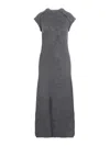 Jil Sander Long Dress With Cap Sleeves And Wool Blend In Gray