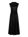 Jil Sander Black Cupro Long Dress In Black