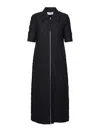 Jil Sander Black Spread Collar Midi Dress In Black