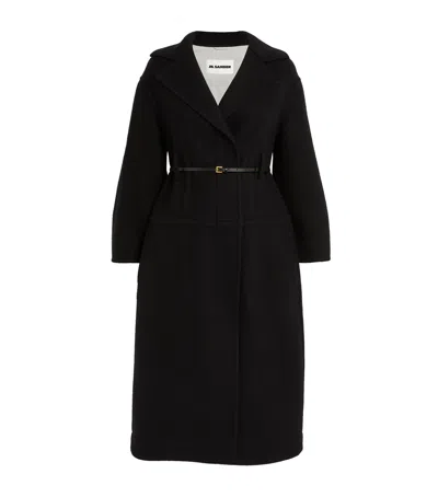JIL SANDER VIRGIN WOOL BELTED COAT