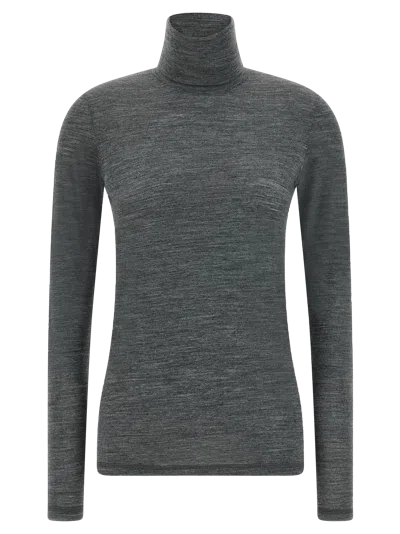 Jil Sander Virgin Wool Blend Knit Turtleneck In Gray