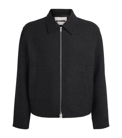 Jil Sander Virgin Wool Bomber Jacket In Black