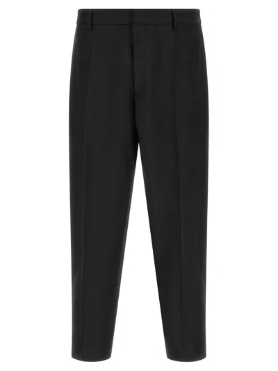Jil Sander Virgin Wool Canvas Trousers In Black