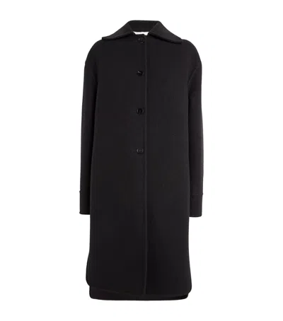 Jil Sander Virgin Wool Car Coat In Black