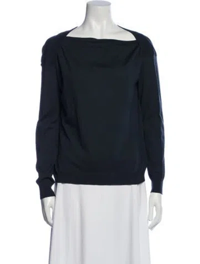 Pre-owned Jil Sander Virgin Wool Cowl Neck Sweater In Blue