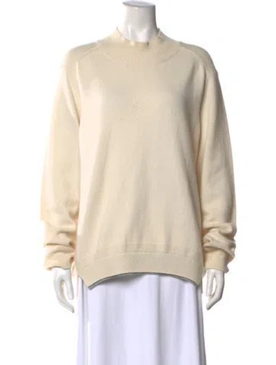Pre-owned Jil Sander Virgin Wool Crew Neck Sweater In White