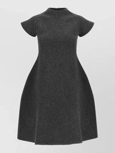 Jil Sander Virgin Wool Dress A Line Cap Sleeves In Gray