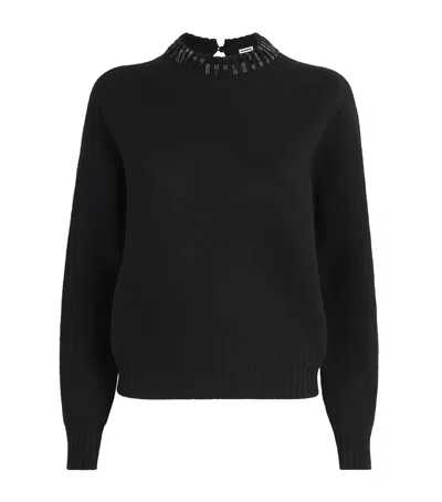 Jil Sander Virgin Wool Embellished Sweater In Black