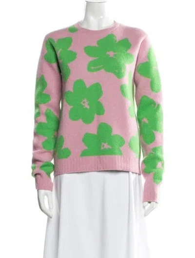Pre-owned Jil Sander Virgin Wool Floral Print Sweater In Pink