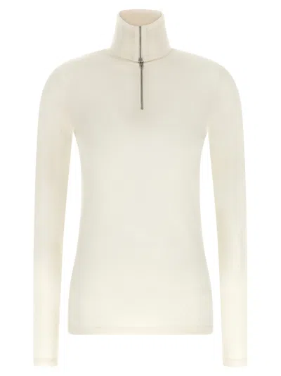 Jil Sander Virgin Wool Half-zip Turtleneck Sweater In Multi