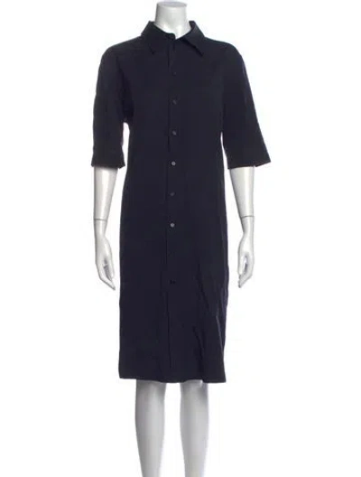 Pre-owned Jil Sander Virgin Wool Knee-length Dress In Blue