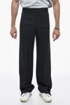 Jil Sander Virgin Wool Luigi Palazzo Pants With Ankle Button In Blue
