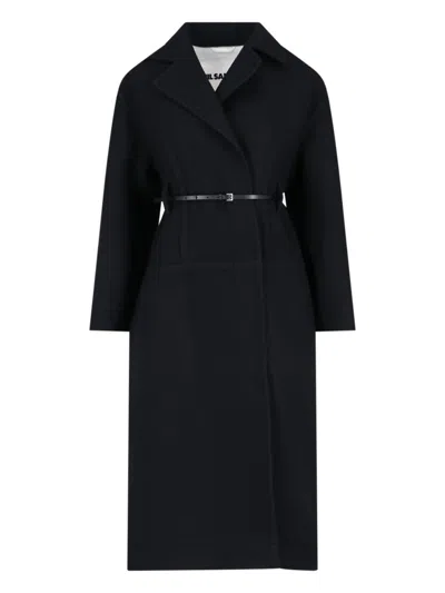 Jil Sander Virgin Wool Midi Coat In Black  