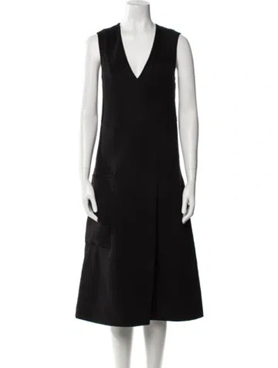 Pre-owned Jil Sander Virgin Wool Midi Length Dress In Black