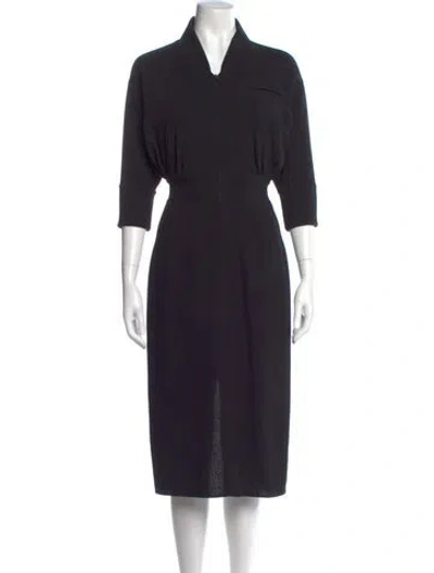 Pre-owned Jil Sander Virgin Wool Midi Length Dress In Black