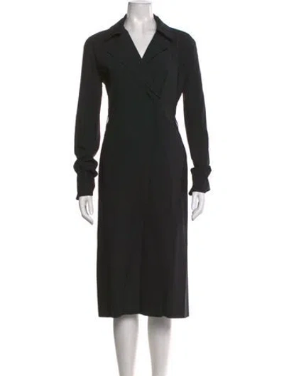 Pre-owned Jil Sander Virgin Wool Midi Length Dress In Black