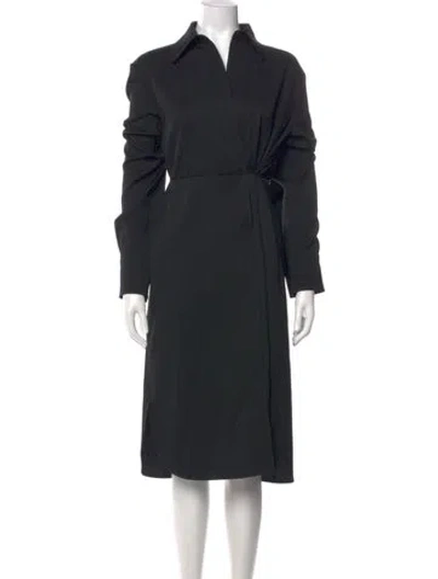 Pre-owned Jil Sander Virgin Wool Midi Length Dress In Black