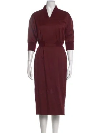 Pre-owned Jil Sander Virgin Wool Midi Length Dress In Burgundy