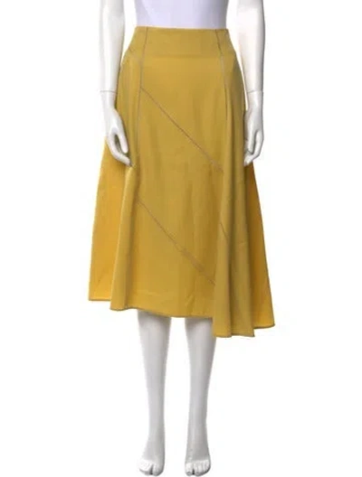 Pre-owned Jil Sander Virgin Wool Midi Length Skirt In Yellow