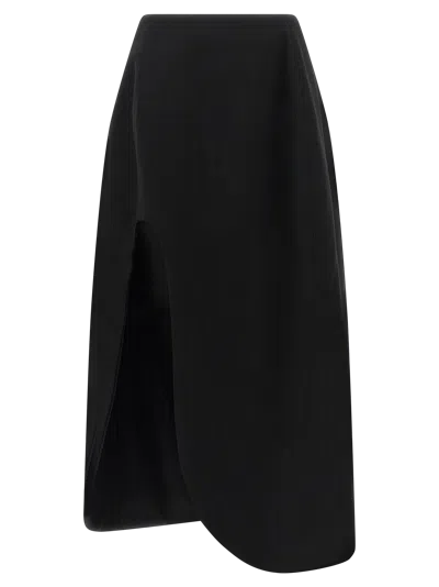 Jil Sander Virgin Wool Midi Skirt In Black